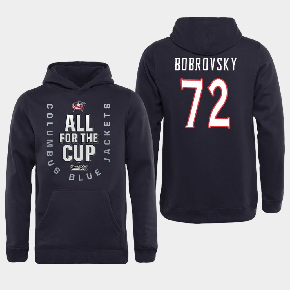 Men NHL Adidas Columbus Blue Jackets #72 Bobrovsky black All for the Cup Hoodie
